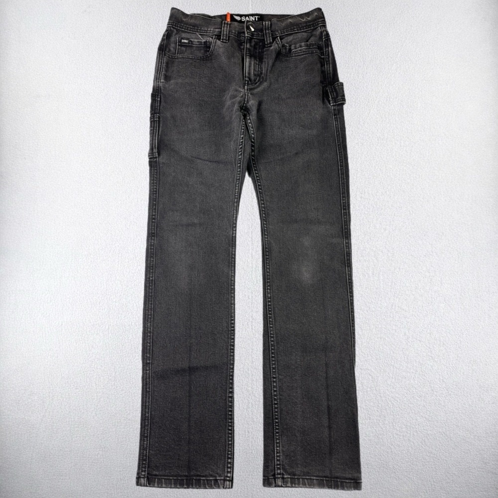 Saint Straight Fit Jeans Mens 28x33 Black Carpenter Denim Utility Pants 6246-SMP